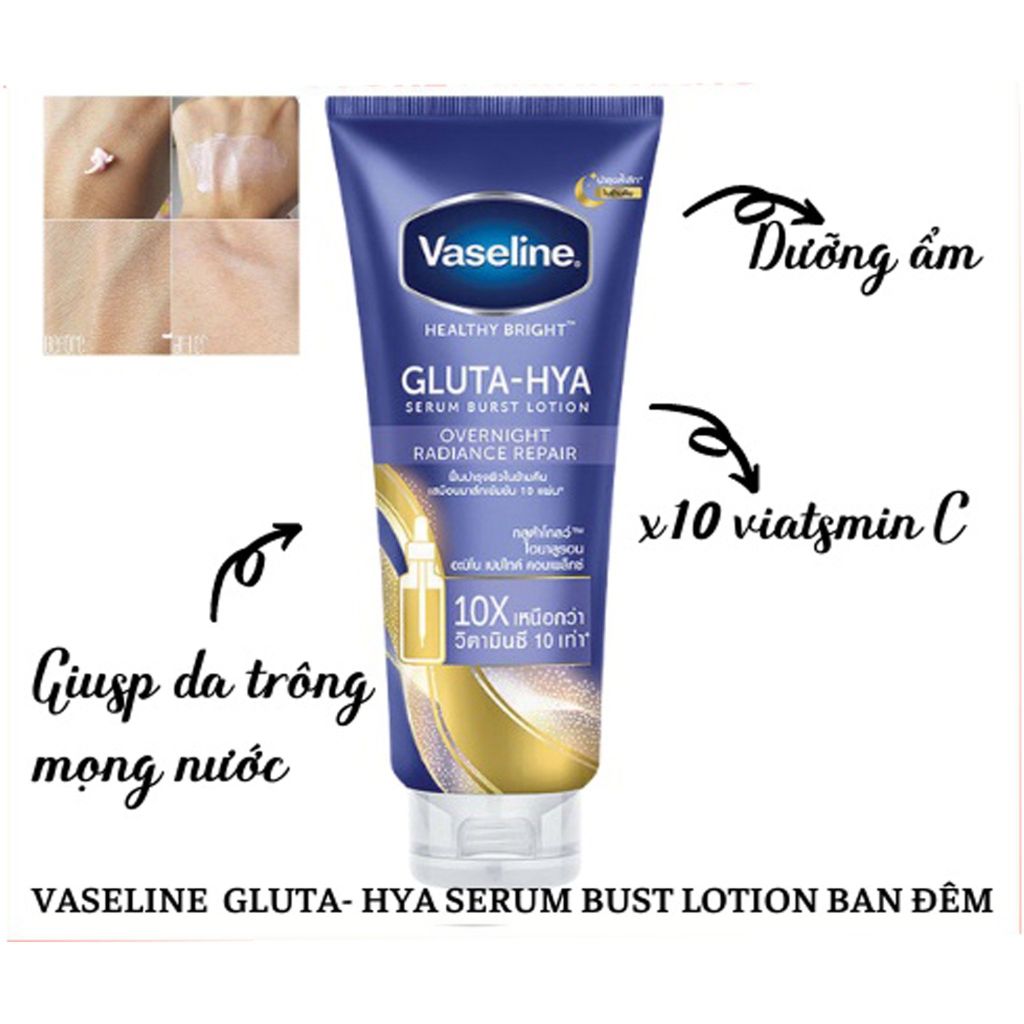 Vaseline - Gluta-Hyal 330ml #Overnight Radiance Repair (Xanh)
