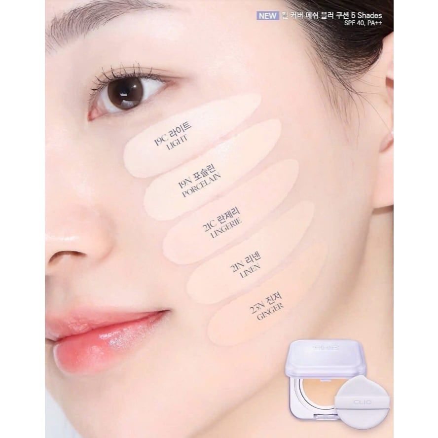 Phấn Nước Clio Kill Cover Mesh Blur #21C Lingerie (Tím-Kèm Lõi)