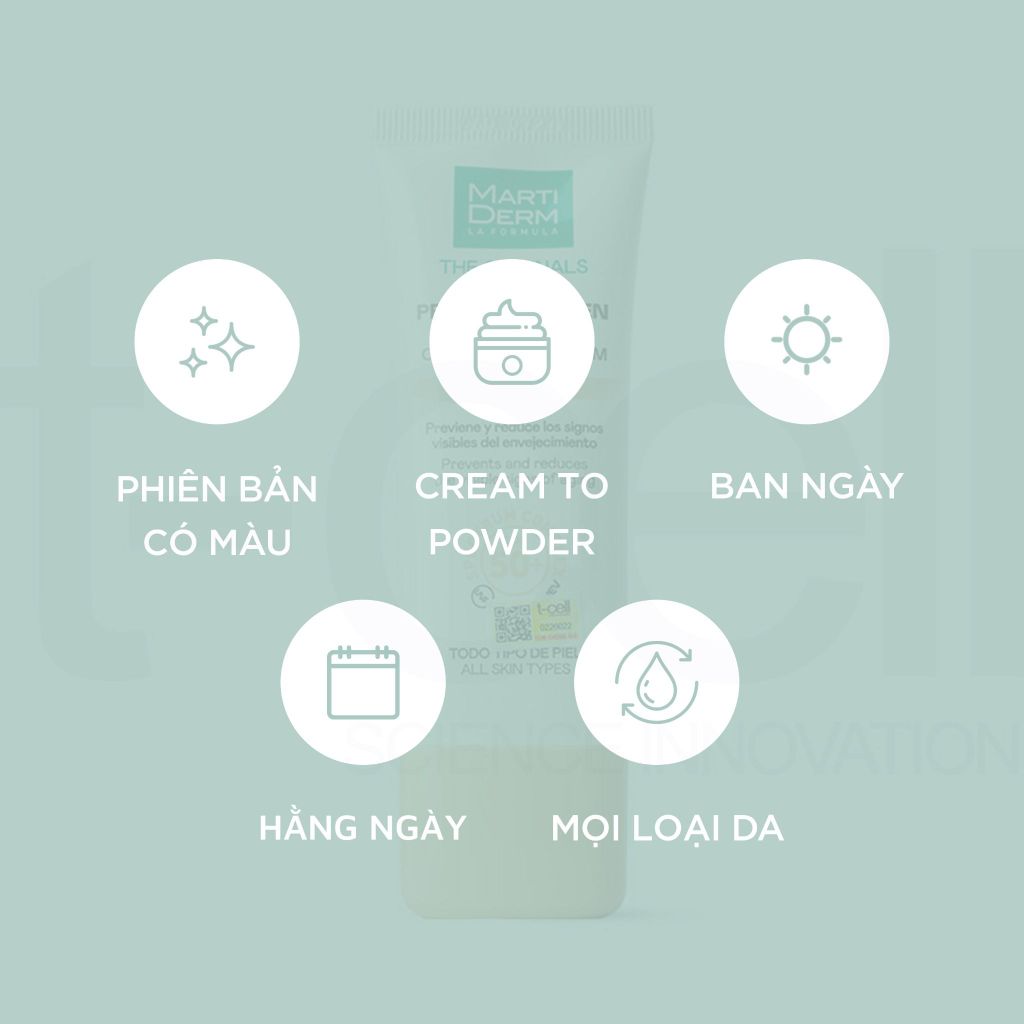 Kem Chống Nắng Martiderm Proteos Screen SPF 50 Color Fluid Cream 40ml #Light