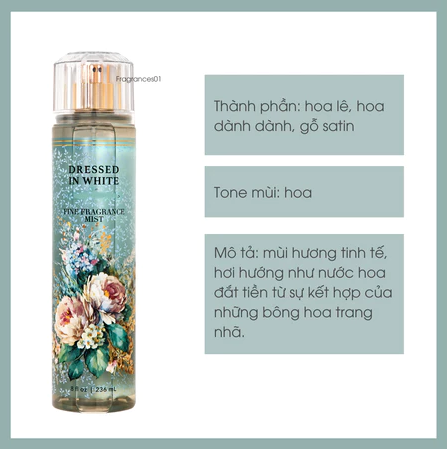 Xịt Thơm BBW #Dressed In White 236ml