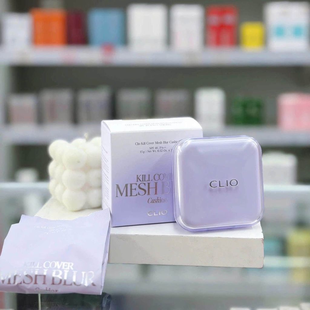 Phấn Nước Clio Kill Cover Mesh Blur #19N Porcelain (Tím-Kèm Lõi)