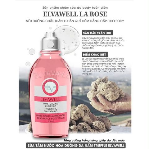 Sữa tắm Elvawell #La Rose 250ml (Hồng)