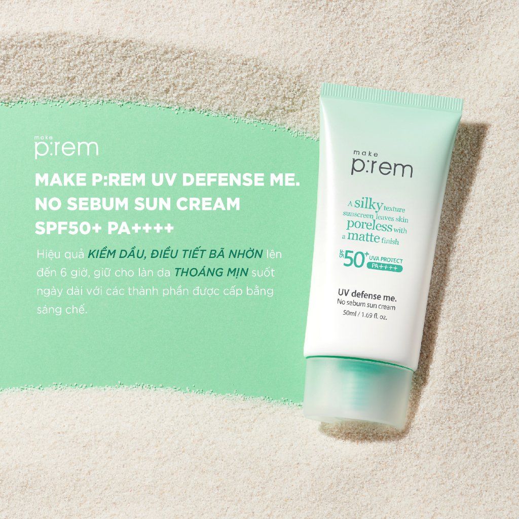 Kem Chống Nắng Make p:rem UV Defense Me No Sebum Sun Cream 50ml (XANH LÁ)