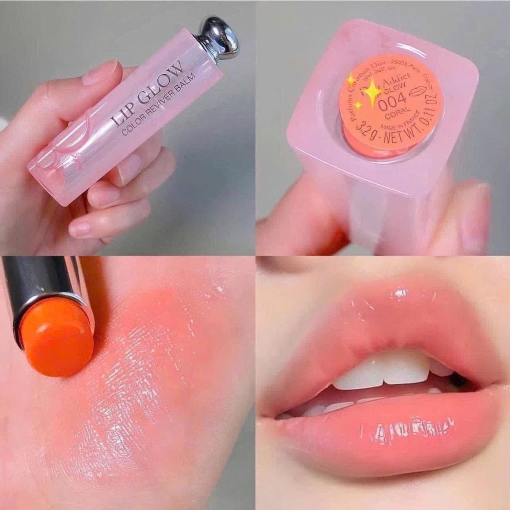 Dior - Son Dưỡng Addict Lip Glow #004 Coral (Mẫu Mới Vỏ Xanh) - Ko Tđ
