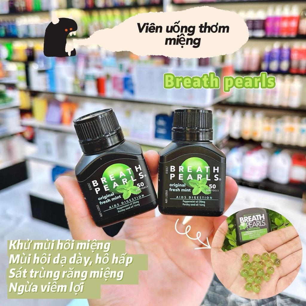 Viên Uống Thơm Miệng Breath Pearls Úc 50 Viên