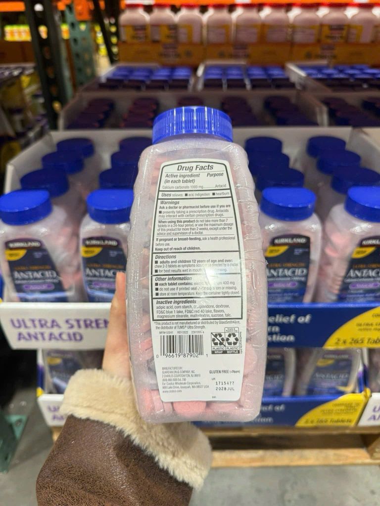Viên Nhai Hỗ Trợ Giảm Đầy Hơi Antacid Kirkland 265 Viên (Set 2 Hủ)