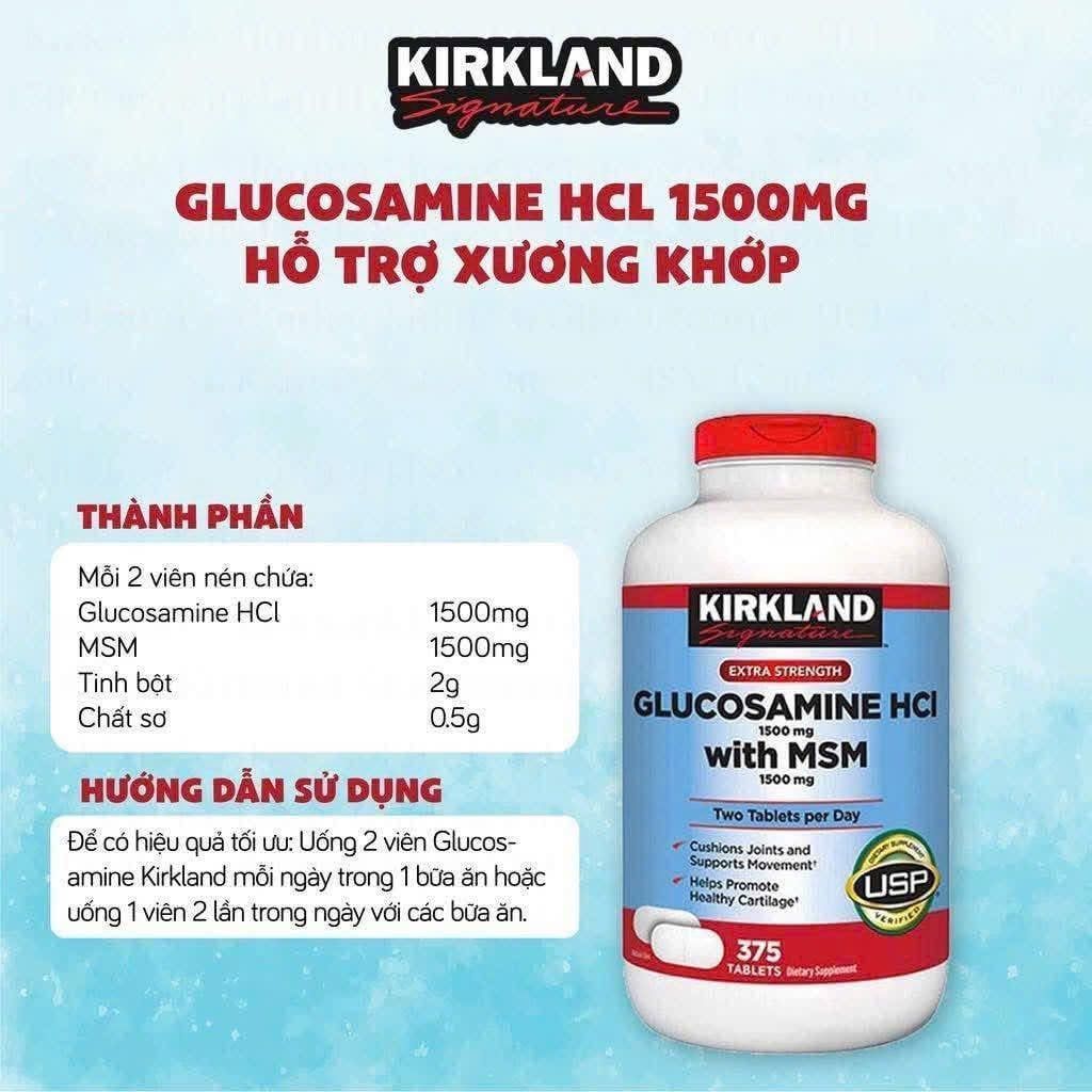 Glucosamine HCL 1500mg With MSN1500mg 375v (Viên vàng) -Ko tđ