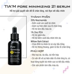 Tinh Chất Kiểm Soát Dầu Nhờn Thu Nhỏ Lỗ Chân Lông 20% Niacinamide +1% Zinc Tiam Pore Mininmizing 21