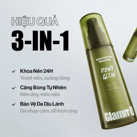Xịt Khóa Nền Glamrr Q Vegan Super Stay Makeup Fixer #Glow