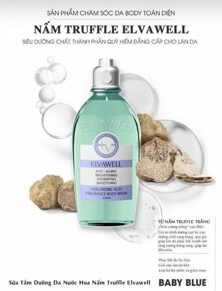 Sữa tắm Elvawell Hyaluronic Acid 250ml ( xanh )
