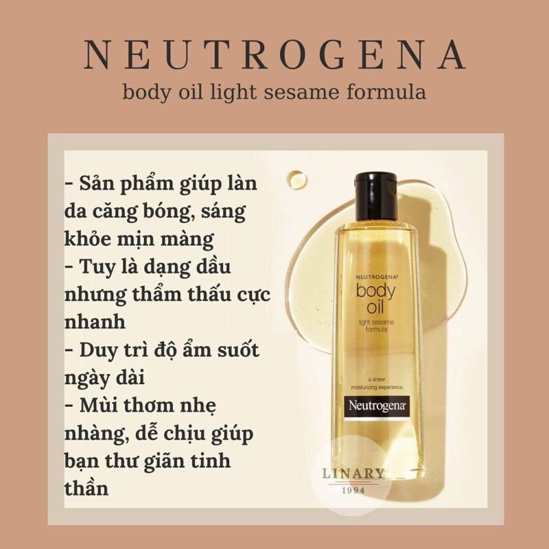 Dầu Dưỡng Thể Neutrogena Body Oil Light Sesame Formula 250ml