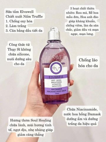 Sữa tắm Elvawell Niacinamine 250ml (Tím)