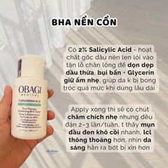 Dung Dịch Obagi Clenziderm M.D Pore Therapy Exfoliating BHA Toner 148ml (Mới-Ko Tđ)