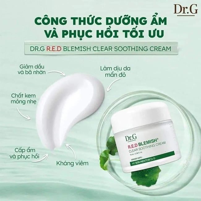 Kem Dưỡng Dịu Da, Phục Hồi Và Giảm Đỏ Dr.G R.E.D Blemish Clear Soothing 70ml + KCN 20ml