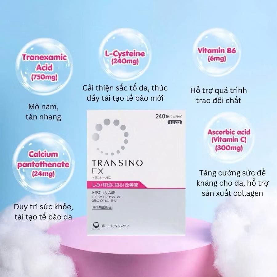 Viên Uống Trị Nám Transino EX 240 Viên (Mẫu Mới) Ko Tđ