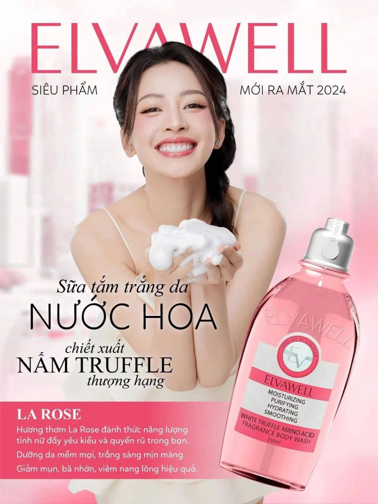Sữa tắm Elvawell #La Rose 250ml (Hồng)