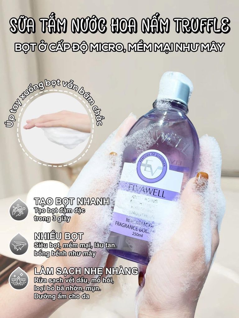 Sữa tắm Elvawell Niacinamine 250ml (Tím)