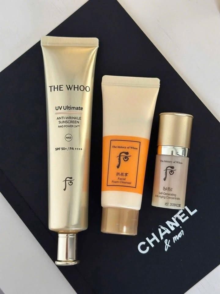 Set Kem Chống Nắng Chống Nhăn Whoo Anti-Wrinkle (75ml+40ml+8ml) Ko Tđ
