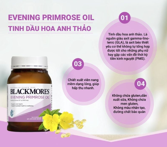 Tinh Dầu Hoa Anh Thảo Blackmores 190v (Mẫu Mới)