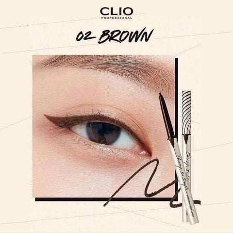 Clio - Sáp Kẻ Mắt Sharp So Simple Waterproof #02 Nâu