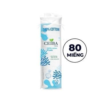 Bông tẩy Trang Ceiba 100% Cotton 80 miếng ( xanh dương )