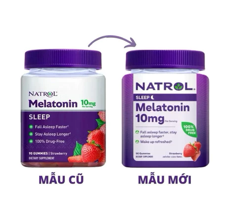 Kẹo Dẻo Natrol Melatonin 10mg Giúp Ngủ Ngon Vị Dâu 90 viên (Ko tđ)