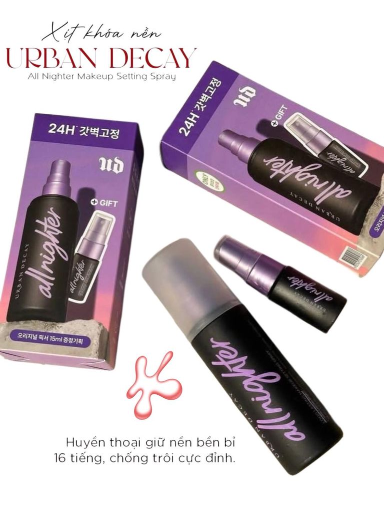 Set Xịt Khóa Nền Urban Decay All Nighter 118ml + 15ml (Bản Hàn Quốc)