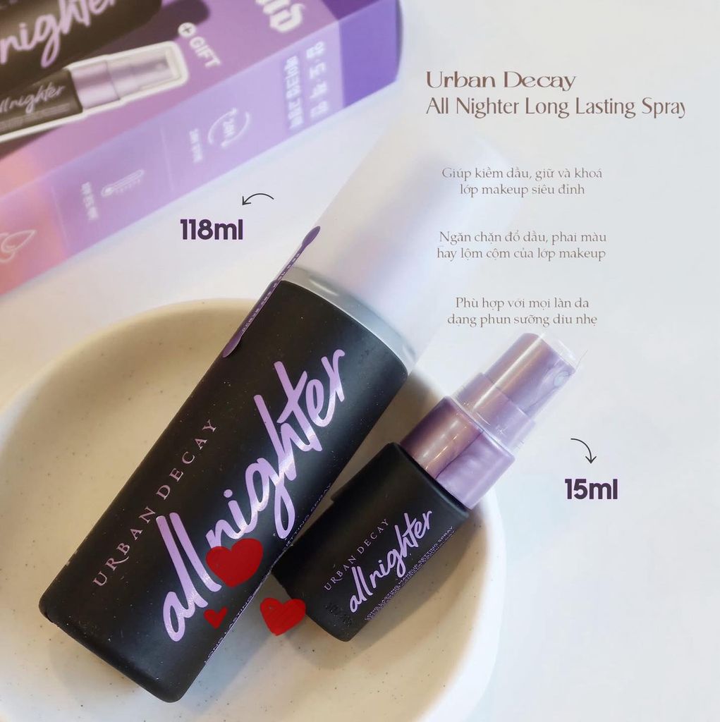 Set Xịt Khóa Nền Urban Decay All Nighter 118ml + 15ml (Bản Hàn Quốc)