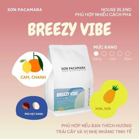 (Cà Mới) Cà Phê Breezy Vibe, Special Blend, 100% Specialty Coffee, Hương Trái Cây, Vị Nhẹ, Rang Vừa, Gói 250gr / 500gr