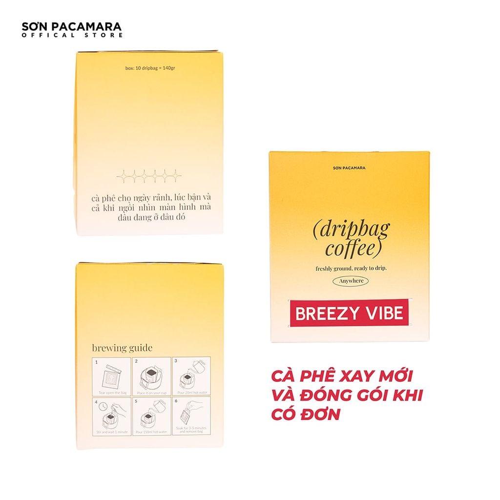 Cà Phê Phin Giấy DRIP BAG Sơn Pacamara Nhiều Hương Vị Khác Nhau, Xay Mới, Túi Lọc Tiện Lợi, Túi 14gr