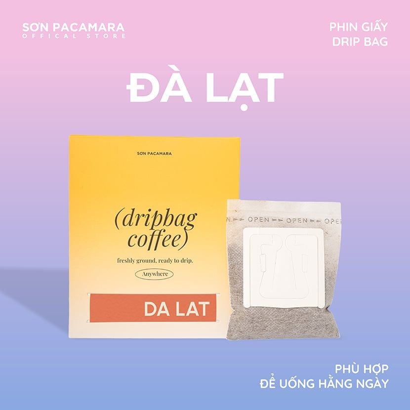 Cà Phê Phin Giấy DRIP BAG Sơn Pacamara Nhiều Hương Vị Khác Nhau, Xay Mới, Túi Lọc Tiện Lợi, Túi 14gr