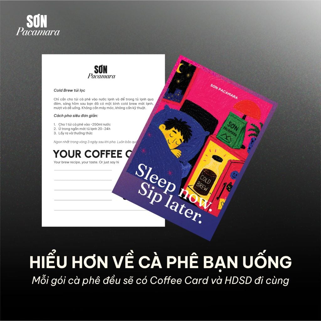 Cà Phê Cold Brew Túi Lọc Sơn Pacamara, Hương Vị Nhẹ Nhàng / Cân Bằng / Đậm Đà, Size 3 Túi / 7 Túi