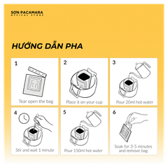Cà Phê Phin Giấy DRIP BAG Sơn Pacamara Nhiều Hương Vị Khác Nhau, Xay Mới, Túi Lọc Tiện Lợi, Túi 14gr