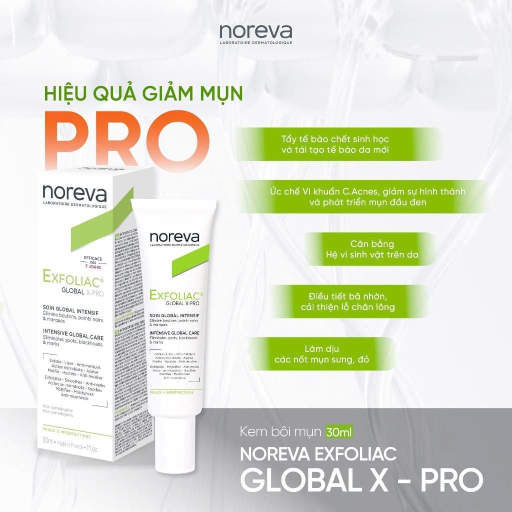  Noreva Exfoliac Global X-Pro 30ml Cho Da Dầu Mụn 