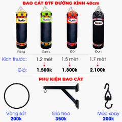 Bao Cát Fighter BTF đường kính 40cm (1.2m, 1.5m, 1.7m)