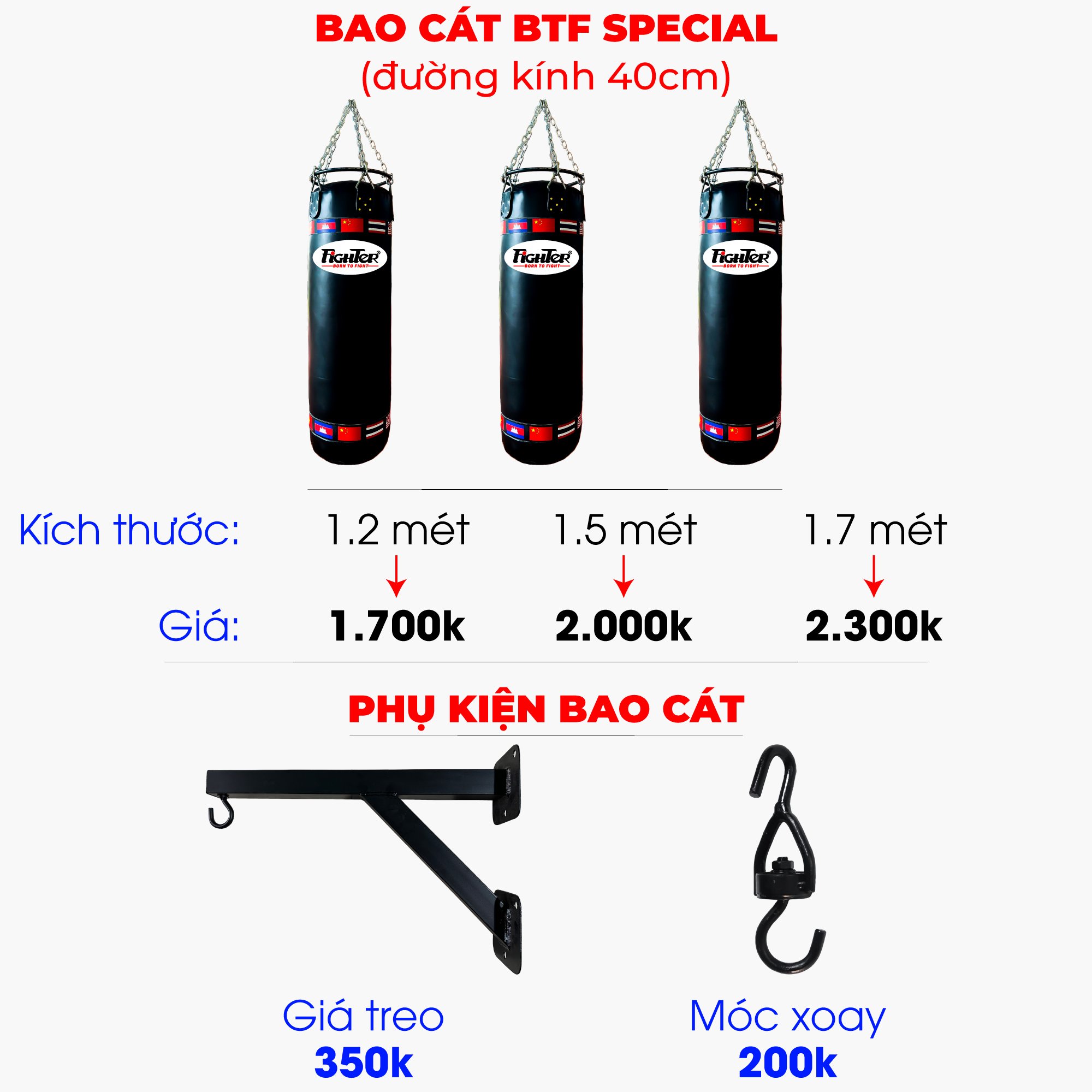 Bao Cát Fighter BTF Special đường kính 40cm & 50cm