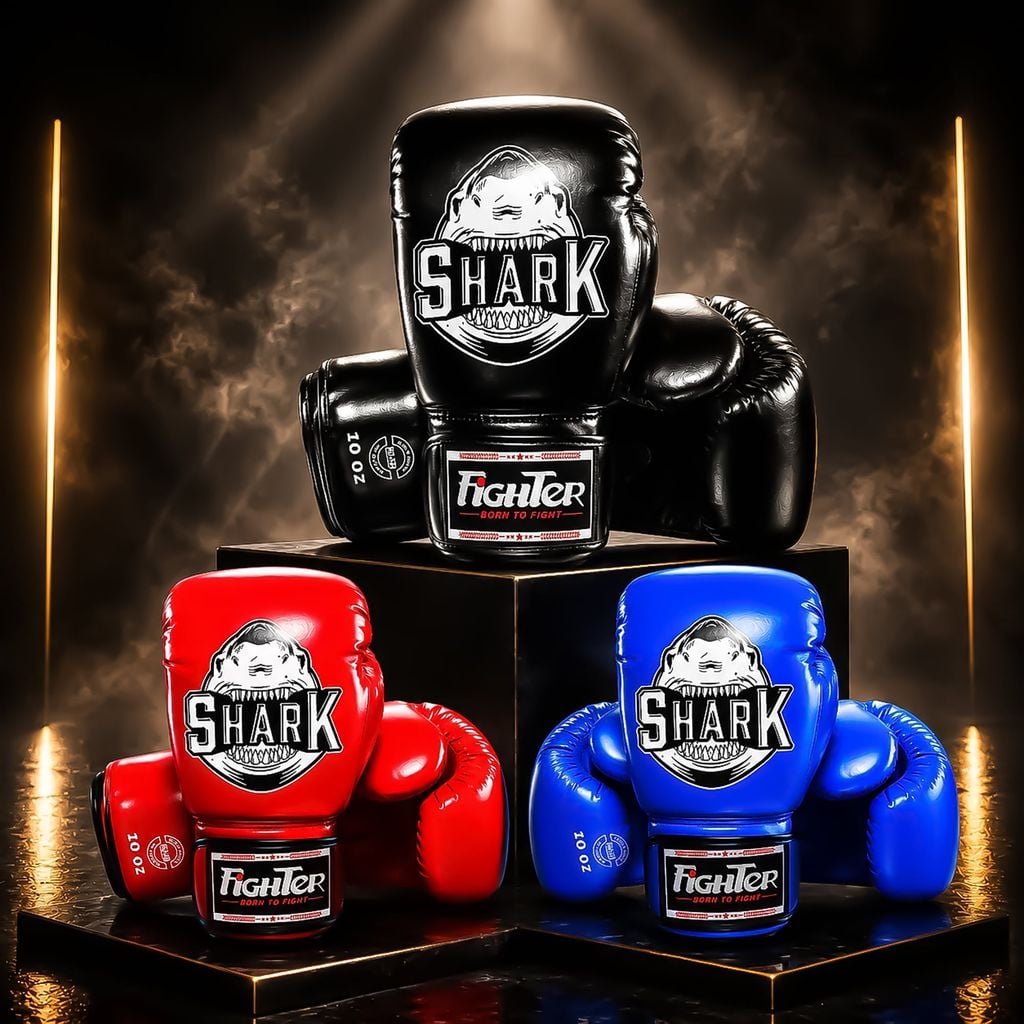 Găng Fighter Shark - Xanh, Đỏ, Đen