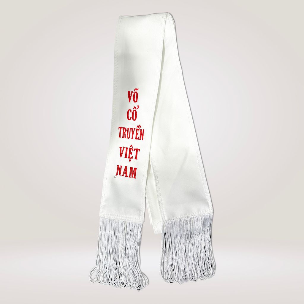 Đai Trắng Võ Sư Có Tua - Thêu Võ Cổ Truyền Việt Nam