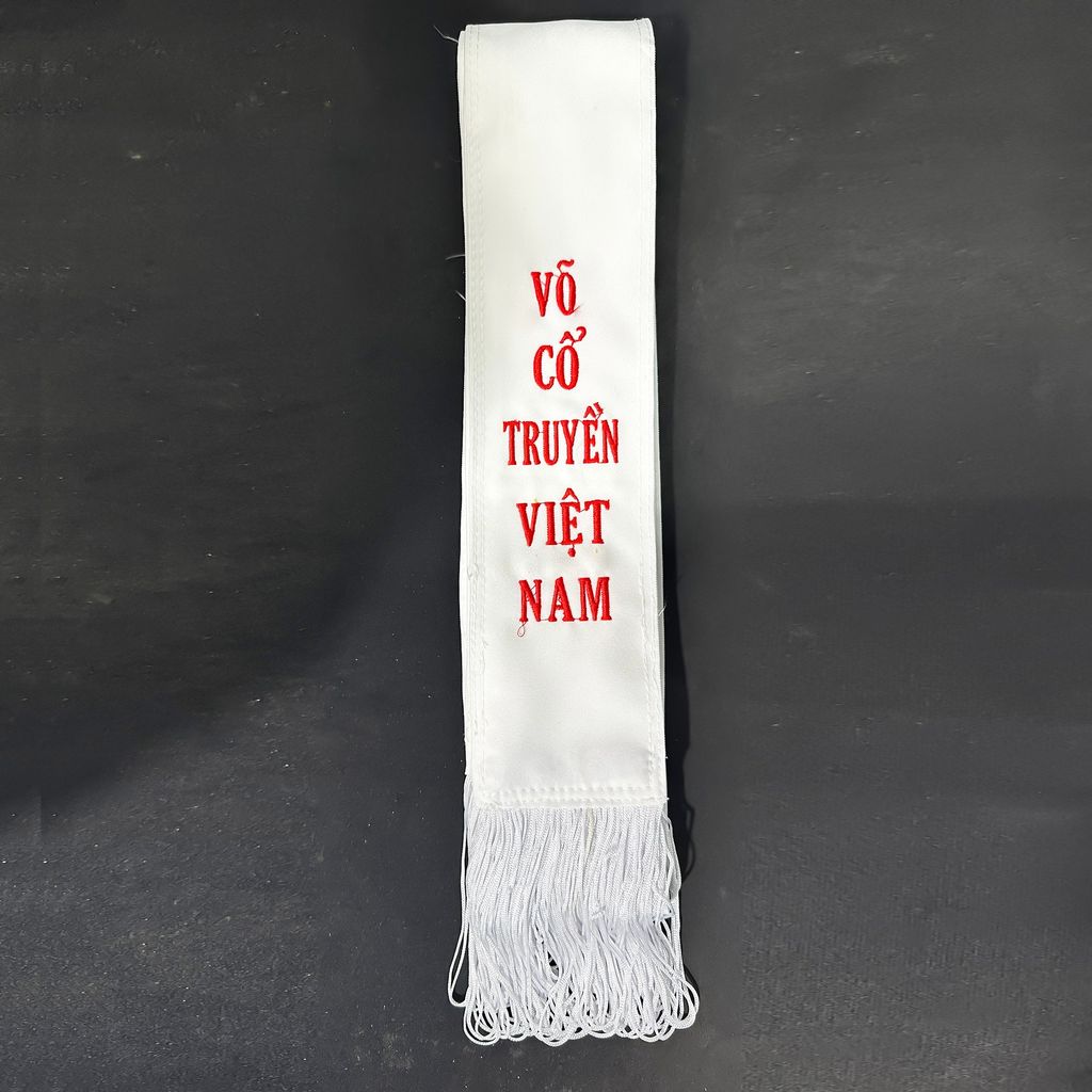 Đai Trắng Võ Sư Có Tua - Thêu Võ Cổ Truyền Việt Nam