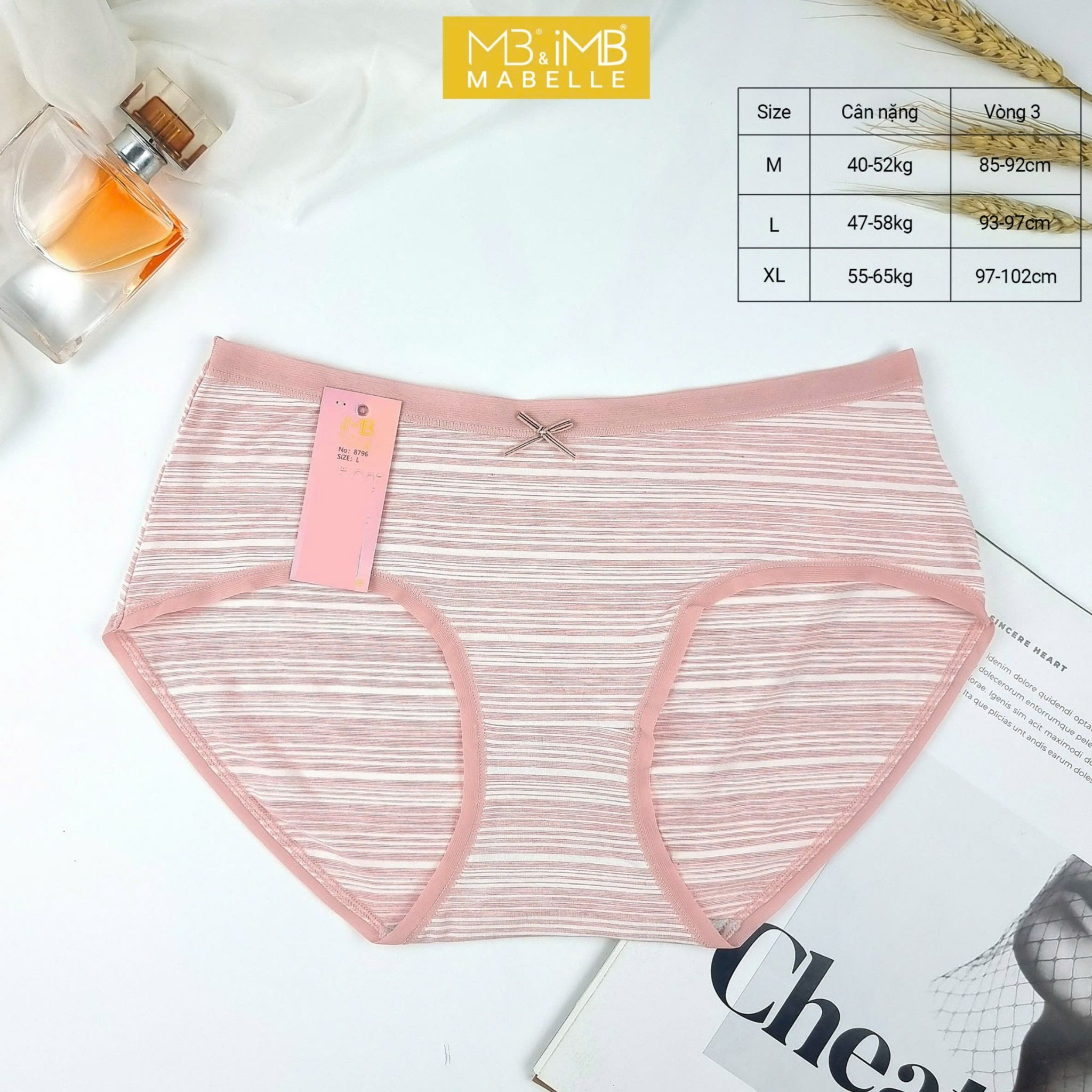 Quần Lót Nữ MB 8796 | Cotton Kháng Khuẩn, Chống Hằn, Cạp Vừa