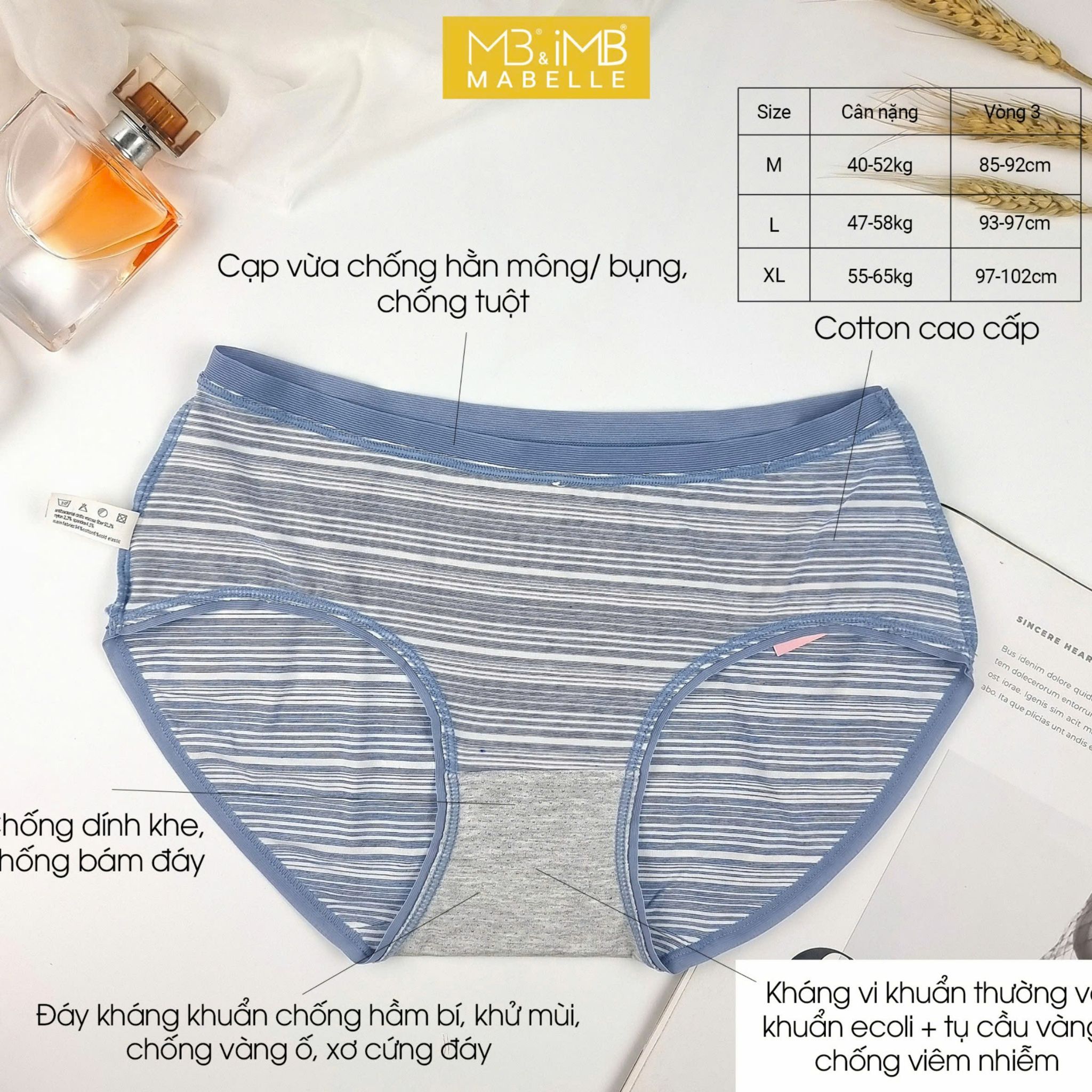 Quần Lót Nữ MB 8796 | Cotton Kháng Khuẩn, Chống Hằn, Cạp Vừa