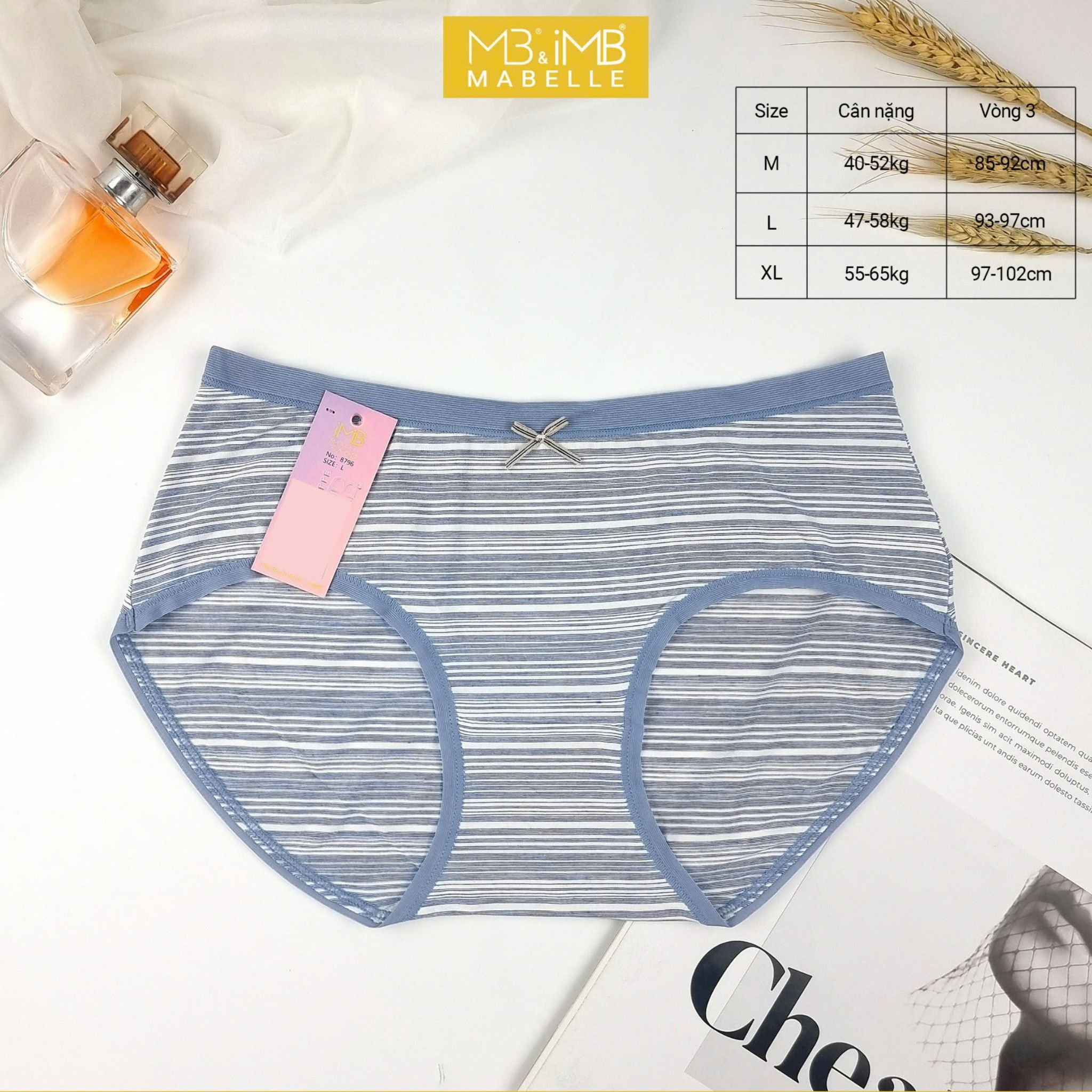 Quần Lót Nữ MB 8796 | Cotton Kháng Khuẩn, Chống Hằn, Cạp Vừa