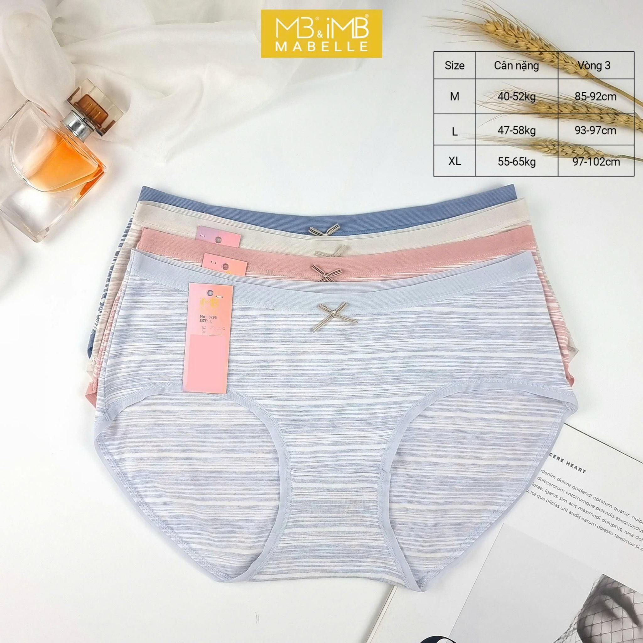Quần Lót Nữ MB 8796 | Cotton Kháng Khuẩn, Chống Hằn, Cạp Vừa