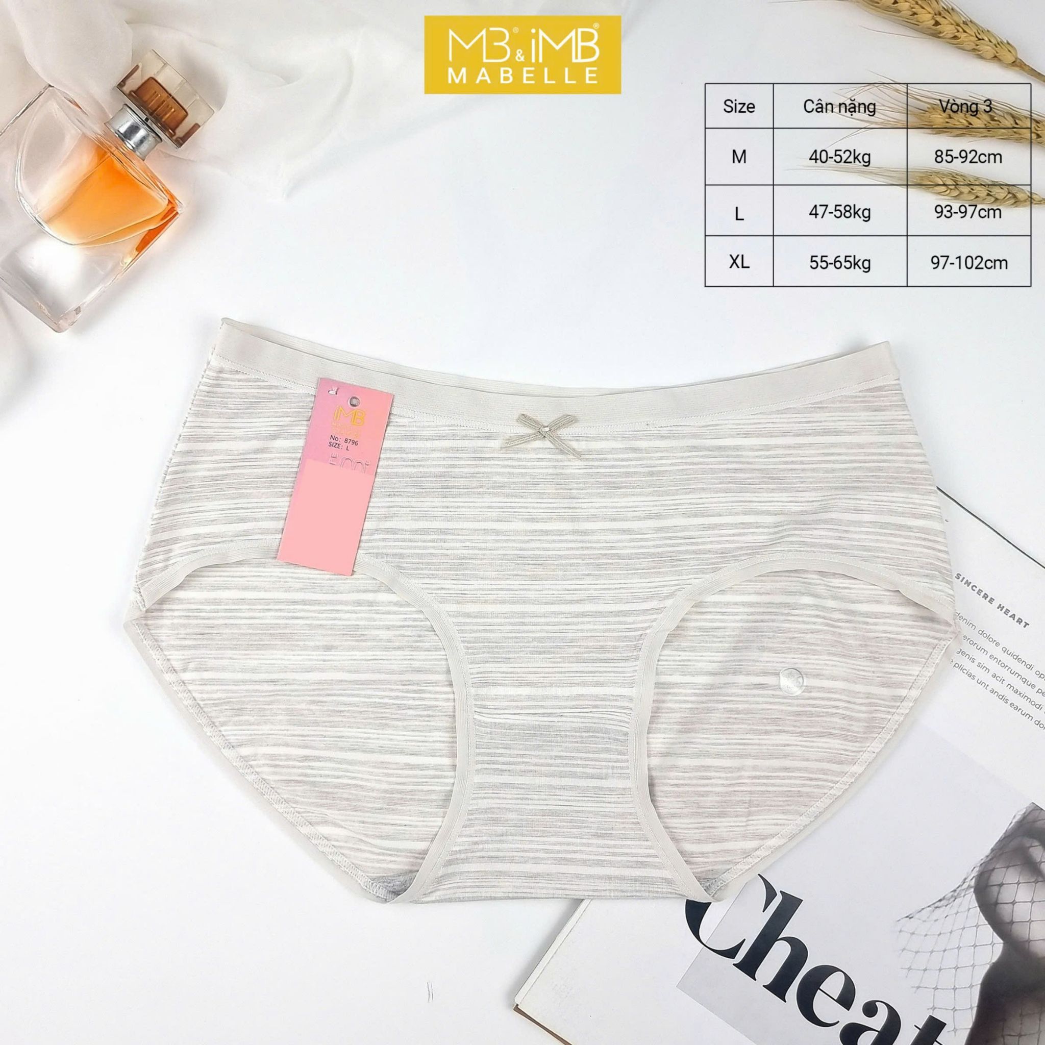 Quần Lót Nữ MB 8796 | Cotton Kháng Khuẩn, Chống Hằn, Cạp Vừa