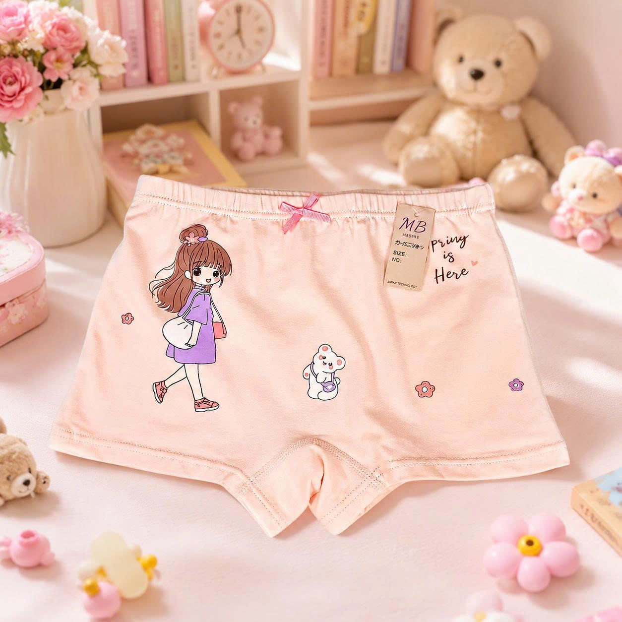 Quần Lót Bé Gái 9966 Cotton Sạch An Toàn – Quần Chip Học Sinh Chống Hằn, Chống Tuột, Co Giãn Êm Mềm