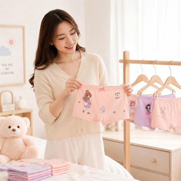 Quần Lót Bé Gái 9966 Cotton Sạch An Toàn – Quần Chip Học Sinh Chống Hằn, Chống Tuột, Co Giãn Êm Mềm