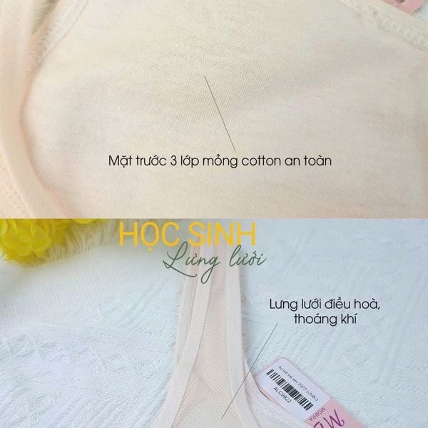Áo Lá Học Sinh MB 9922  Lưng Lưới Thoáng Mát, Cotton Mềm Mại