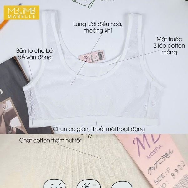 Áo Lá Học Sinh MB 9922  Lưng Lưới Thoáng Mát, Cotton Mềm Mại