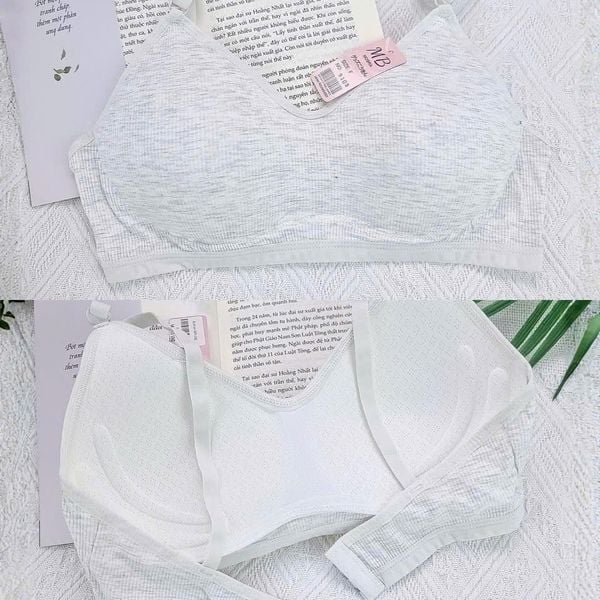 Áo Lá Học Sinh MB 9923 | Mút Liền, Lưng Lưới Thoáng Mát, Cotton Cao Cấp