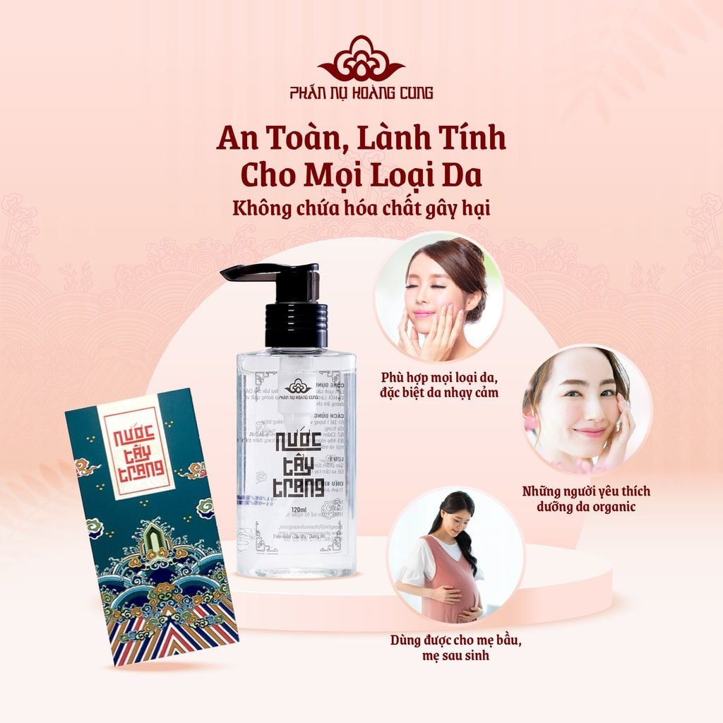 Combo Dịu Nhẹ Khởi Đầu – Nước Tẩy Trang Không Cồn + Gel Rửa Mặt Thiên Nhiên Phấn Nụ Hoàng Cung 120ml